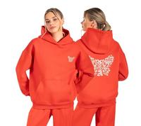 SMILODOX Hoodie Damen Nala, Oversize Fit Pullover mit großer Kapuze und Butterfly Print, bequemes Sweatshirt, weicher Flauschiger Stoff Kapuzenpullover, Idealer Sweater für Freizeit und Sport