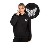 SMILODOX Hoodie Damen Nala, Oversize Fit Pullover mit großer Kapuze und Butterfly Print, bequemes Sweatshirt, weicher Flauschiger Stoff Kapuzenpullover, Idealer Sweater für Freizeit und Sport