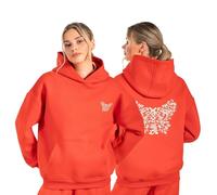 SMILODOX Hoodie Damen Nala, Oversize Fit Pullover mit großer Kapuze und Butterfly Print, bequemes Sweatshirt, weicher Flauschiger Stoff Kapuzenpullover, Idealer Sweater für Freizeit und Sport