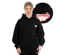 SMILODOX Hoodie Damen Riva, Oversize Fit Pullover mit großer Kapuze und Herz Print, bequemes Sweatshirt, weicher Flauschiger Stoff Kapuzenpullover, Idealer Sweater für Freizeit und Sport