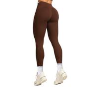SMILODOX Leggings Damen Amaze Pro mit Scrunch, Butt Lift Sporthose High Waist V-Shape Trainingshose Seamless Blickdicht Yogahose Für Sport Fitness Alltag, Größe:XS, Color:Braun
