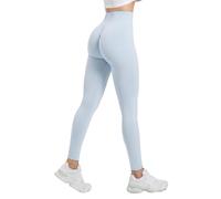 SMILODOX Leggings Damen Slayton Scrunch, Seamless Push-Up Sporthose High Waist V-Shape Bund Sportleggings Invisible Scrunch Blickdicht Yogahose für Fitness Gym Yoga & Alltag, Größe:L, Color:Hellblau