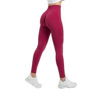 SMILODOX Leggings Damen Slayton Scrunch, Seamless Push-Up Sporthose High Waist V-Shape Bund Sportleggings Invisible Scrunch Blickdicht Yogahose für Fitness Gym Yoga & Alltag, Größe:XS, Color:Rot