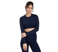 SMILODOX Longsleeve Damen Tisha, Cropped Sportshirt mit Rundhals, Funktionsshirt elastisches Unterbrustbund, bequemes Langarmshirt, ideal für Alltag, Freizeit, Fitness, Yoga, Layering