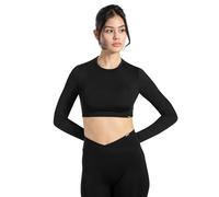 SMILODOX Longsleeve Damen Tisha, Cropped Sportshirt mit Rundhals, Funktionsshirt elastisches Unterbrustbund, bequemes Langarmshirt, ideal für Alltag, Freizeit, Fitness, Yoga, Layering