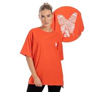 SMILODOX Oversize T-Shirt Damen Payton, Locker geschnittenes Baumwollshirt mit auffälligem Butterfly-Print, Lässiges Gym- und Freizeitshirt mit Komfort-Fit und modischem Statement-Rückenprint