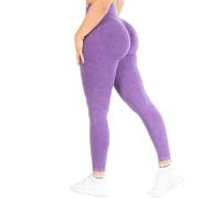 SMILODOX Scrunch Leggins Damen Shaped Fit, Seamless Sporthose, Batik Acid Scrunch Sanduhr-Design Yogahose, Elastischer Bund Figurschmeichelnd für Fitness & Alltag, Größe:XS, Color:Lila