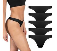 SMILODOX Seamless String Slips Damen, Nahtlos Hipster, Unsichtbare Unterhosen, Stabiler Halt mit Innenzug, Bequeme Unterwäsche, Sexy Fauen Panties Bikini 5er Pack Tanga, Größe:M/L, Color:Schwarz