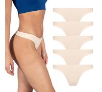 SMILODOX Seamless String Slips Damen, Nahtlos Hipster, Unsichtbare Unterhosen, Stabiler Halt mit Innenzug, Bequeme Unterwäsche, Sexy Fauen Panties Bikini 5er Pack Tanga, Größe:M/L, Color:Nude