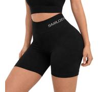 SMILODOX Shorts Damen Scrunch Azura - Seamless Radlerhose - High Waist Blickdichte Po Push Up Kurze Hose, Perfekte Länge für den Sommer, Größe:S, Color:Schwarz