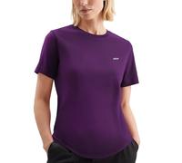 SMILODOX T-Shirt Damen Laurena, Schlichtes Shirt mit graviertem Metallabel auf der Brust, Weiches Material, Kurzarmshirt mit modernem Detail, Vielseitig kombinierbar für Alltag und Freizeit