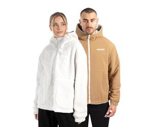 SMILODOX Wendejacke Unisex Elior, 2 in 1 Reversible Jacket aus weichem Teddyfell mit Reißverschluss, Seitentaschen & Kapuze, Übergangsjacke warmes Unisex Design für Streetwear Freizeit und Alltag