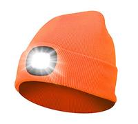 Sminiker Beanie Mütze mit Licht Unisex USB Wiederaufladbare Beanie Cap mit Licht Stirnlampe Beanie für Männer, Frauen, Teens