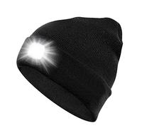 Sminiker Beanie Mütze mit Licht Unisex USB Wiederaufladbare Beanie Cap mit Licht Stirnlampe Beanie für Männer, Frauen, Teens