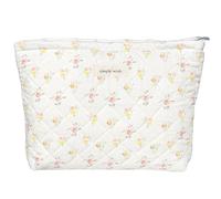 Sminra Make-up-Tasche mit Blumenmuster, Baumwolle, gesteppt, klein, Kosmetiktasche, Organizer, niedlich, ästhetisch, Kokette, tragbare Tasche, Kulturbeutel, für Damen und Mädchen, Reisezubehör,