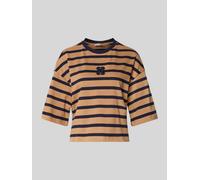 Smith and Soul Cropped T-Shirt mit Label-Stitching in Beige, Größe S