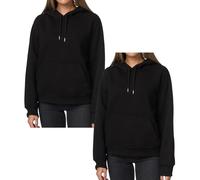 Smith & Solo Hoodie Damen - Kapuzenpullover Frauen Baumwolle Long, mit Kapuze Pullover Sweatshirt Rundhals, Slim Fit Freizeit Sport Langarmshirt, Hoodies Training - Pulli Streetwear 2er Schwarz L