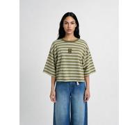 Smith&Soul - Boxy Cropped T-Shirt Striped olive - Gr. - XXL