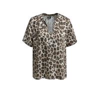 Smith & Soul Damen Bluse, Leomuster, Kurzarm, Viskose, Pflegeleicht, Nougat, S