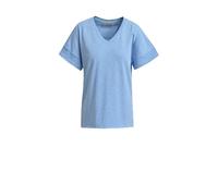 Smith & Soul Damen Kurzarm-Sweatshirt mit V-Neck und offenen Kanten