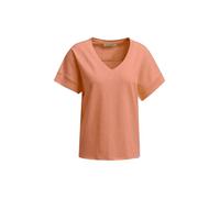 Smith & Soul Damen Kurzarm- Sweatshirt mit V-Neck und offenen Kanten Coral, M