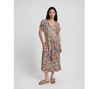 Smith&Soul - Gathered Waist V-neck Dress beige print - Gr. - XS
