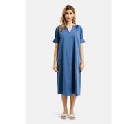 Sommerkleid SMITH & SOUL, Damen, Gr. XL, US-Größen, blau (night blau), Material: 70% Baumwolle, 27% Polyamid, 3% Elasthan, unifarben, regular fit Midi, V-Ausschnitt, Raglanärmel, Kleider, mit Taschen