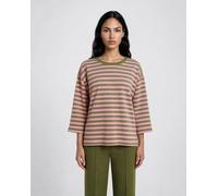 Smith&Soul - Relaxed Sweat Threequarter Sleeves Striped olive - Gr. - XXL