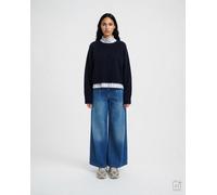 Smith&Soul - Round Neck Pullover Cable Hem marine - Gr. - XS
