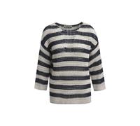 Rundhalspullover SMITH & SOUL, Damen, Gr. L, blau (marine), Material: 50% Baumwolle, 50% Polyacryl, gestreift, casual, lässig geschnitten normal, Rundhals, Langarm Fledermausärmel Bündchen, Pullover (