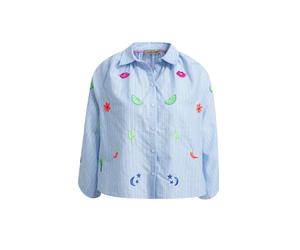 Smith&Soul - Striped Cropped Raglan Blouse AOE sky print - Gr. - S