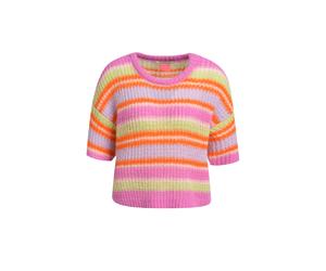 Smith&Soul - Striped Hairy Half Slv Pullover hot orange print - Gr. - XS