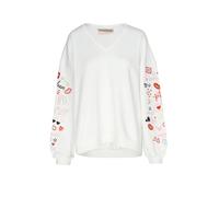 Sweater SMITH & SOUL, Damen, Gr. L, sanftes weiß, Sweatware, Material: 70% Baumwolle, 20% Modal, 10% Polyester, bestickt, oversize normal, V-Ausschnitt, eingesetzt Rippbündchen, Sweatshirts Sweater, m