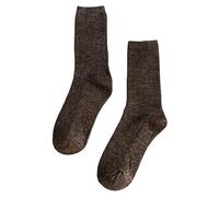SMMZRF 2 Paar modische Damensocken mit Glitzer-Pailletten, süße und niedliche Gold- und Silbersocken, Frühling und Herbst, Braun, 35-41