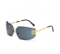 SMMZRF Sonnenbrille Herren Rahmenlose Ovale Sonnenbrille Uv400 Übergroße Verlaufsgläser Brille Damen-Schwarz1