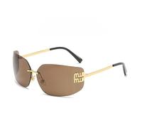 SMMZRF Sonnenbrille Herren Rahmenlose Ovale Sonnenbrille Uv400 Übergroße Verlaufsgläser Brille Damen-Braun1