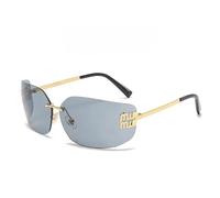 SMMZRF Sonnenbrille Herren Rahmenlose Ovale Sonnenbrille Uv400 Übergroße Verlaufsgläser Brille Damen-Grau1