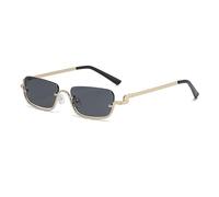 SMMZRF Sonnenbrille Metall Sonnenbrille Männer Retro Halbrahmen Quadratgläser Frauen Mode Sonnenbrille-C1