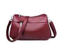 SMMZRF Taschen Damensäcke Mode Weiche Ledertaschen Mama -Taschen Große Kapazität Schulter Messenger -Taschen-Weinrot