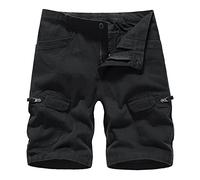 Smog Hose Herren Tooling Casual Pocket Shorts Zipper Outdoor Multi Solid Fashion Color Mens Shorts Buckle Herren Cargohose Matschhose Herren Wasserdicht (Black, XXL)