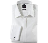 Smokinghemd OLYMP "Level Five body fit", Herren, Gr. 42, N-Gr, beige (hellbeige), Web, Obermaterial: 97% Baumwolle, 3% Elastolefin, schmal, Langarm Umschlagmanschette, Hemden, Umschlagmanschetten,verd