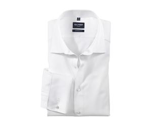 Smokinghemd OLYMP "Luxor modern fit", Herren, Gr. 42, N-Gr, weiß, Web, Obermaterial: 100% Baumwolle, festlich, Aufschlag, Hemden (94831669-42) weiß