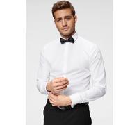 Smokinghemd OLYMP "No. Six super slim", Herren, Gr. 36, Normaler Arm, weiß, Web, Obermaterial: 97% Baumwolle, 3% Elastolefin, unifarben, festlich, sehr schmal, Umschlagmanschette, Hemden, Umschlagmans