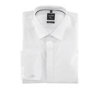 Smokinghemd OLYMP "No. Six super slim", Herren, Gr. 44, Normaler Arm, weiß, Web, Obermaterial: 97% Baumwolle, 3% Elastolefin, unifarben, festlich, sehr schmal, Umschlagmanschette, Hemden, Umschlagmans