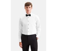 Smokinghemd SEIDENSTICKER, Herren, Gr. L (41), normale Ärmellängen, weiß, 100% Baumwolle, unifarben, tailored fit, Doppelmanschette, Hemden, Shaped 1/1 Kentkragen Uni (46386661-41) weiß