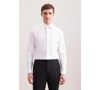 Smokinghemd SEIDENSTICKER, Herren, Gr. M (39), normale Ärmellängen, weiß, 100% Baumwolle, unifarben, slim fit, Doppelmanschette, Hemden, Gala Uni (56581216-39) weiß
