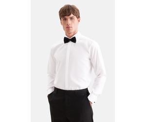 Smokinghemd SEIDENSTICKER "Schwarze Rose", Herren, Gr. M (40), normale Ärmellängen, weiß, 100% Baumwolle, unifarben, regular fit, Doppelmanschette, Hemden, Gala Uni (33197868-40) weiß