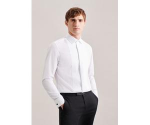 Smokinghemd SEIDENSTICKER "Schwarze Rose", Herren, Gr. XL (44), normale Ärmellängen, weiß, 100% Baumwolle, unifarben, slim fit, Doppelmanschette, Hemden, Gala Uni (88617164-44) weiß