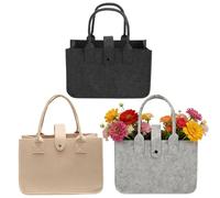 SMYJDMM Filztaschen Shopper, 3 Stück Filztasche Einkaufstasche, 30 x 18 x 20 cm Tasche Filz Tragetasche Filz zur Einkaufen Reisen Arbeit Picknick (Schwarz Grau Khaki)