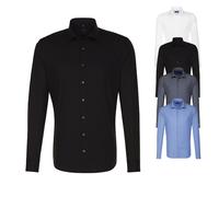 SN021000 Seidensticker Herren Hemd langarm Rückenabnhäher für die taillierte Passform Dark Blue 41